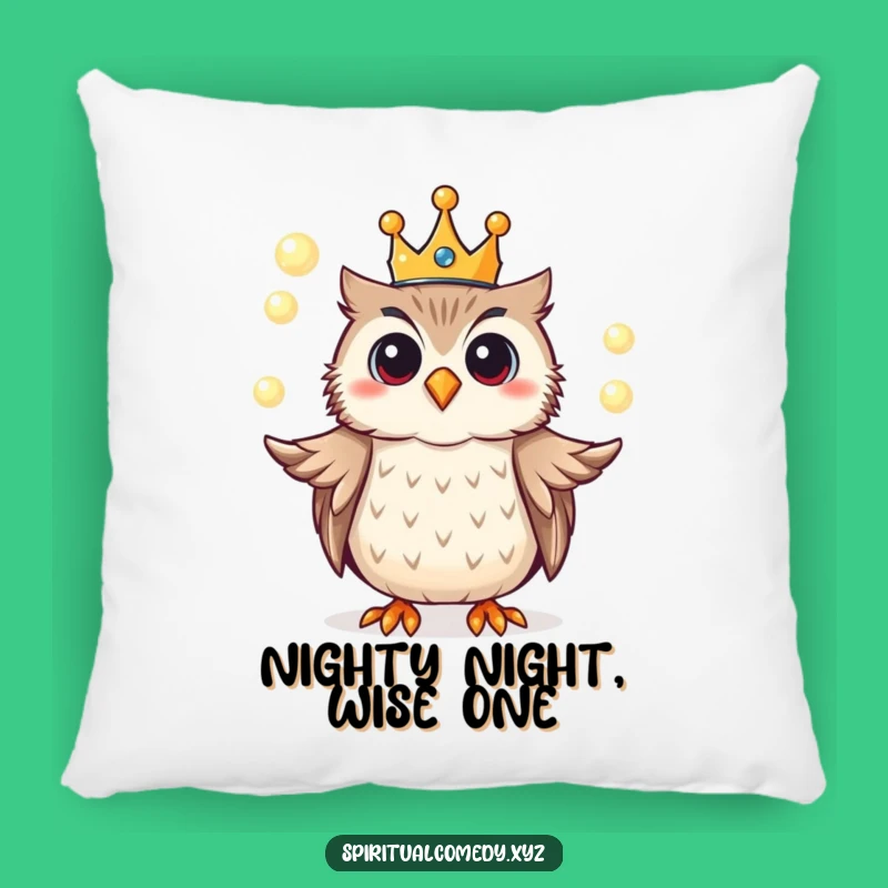 Funny Owl King Accent Pillow - Regal Comfort for a Magical Space