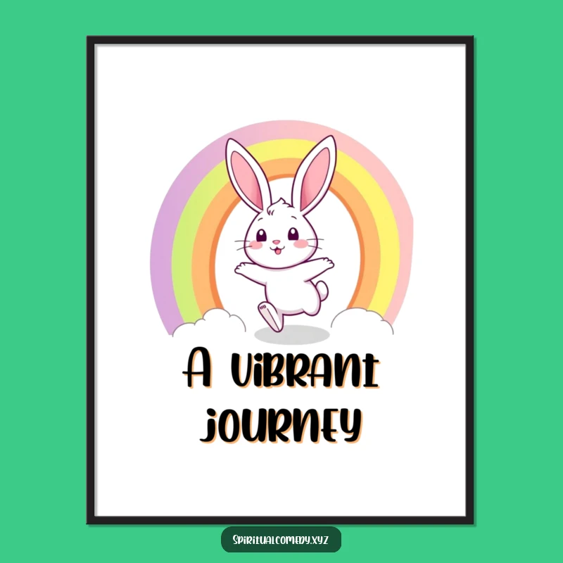 Funny Bunny Rainbow Digital Art - Instant Whimsical Decor for Walls