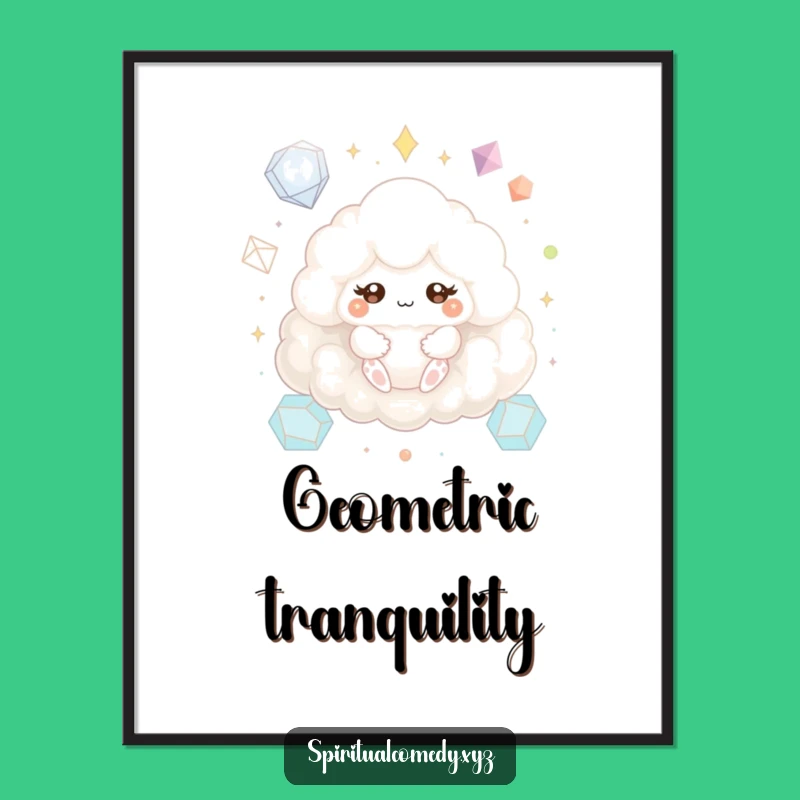 Funny Cloud Creature Art Print - Meditating Zen Digital Download Gift