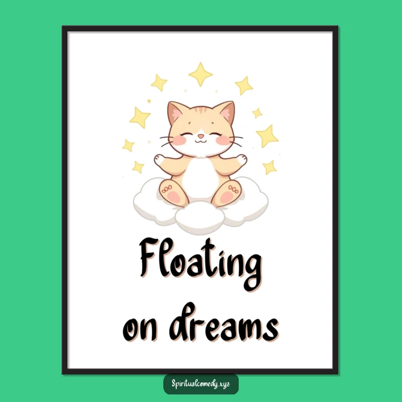 Funny Meditating Cat Art Print - Serene Wall Decor for a Peaceful Home