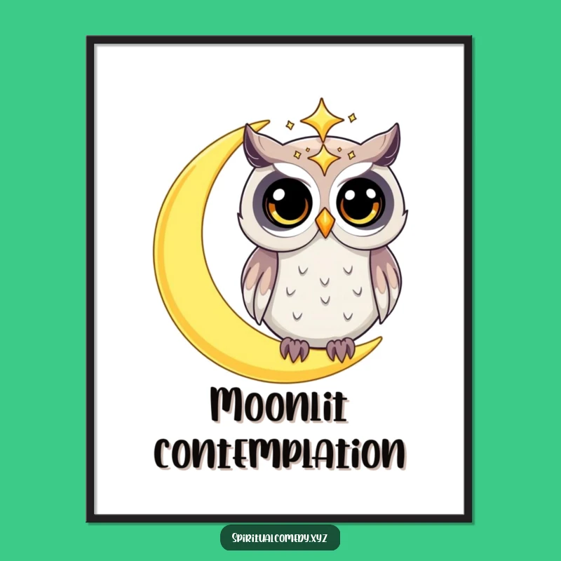 Funny Owl Poster - Celestial Night Owl Wall Art Gift