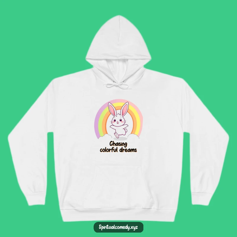 Cozy Funny Bunny Rainbow Hoodie - Warmth Meets Whimsy for Adventurers