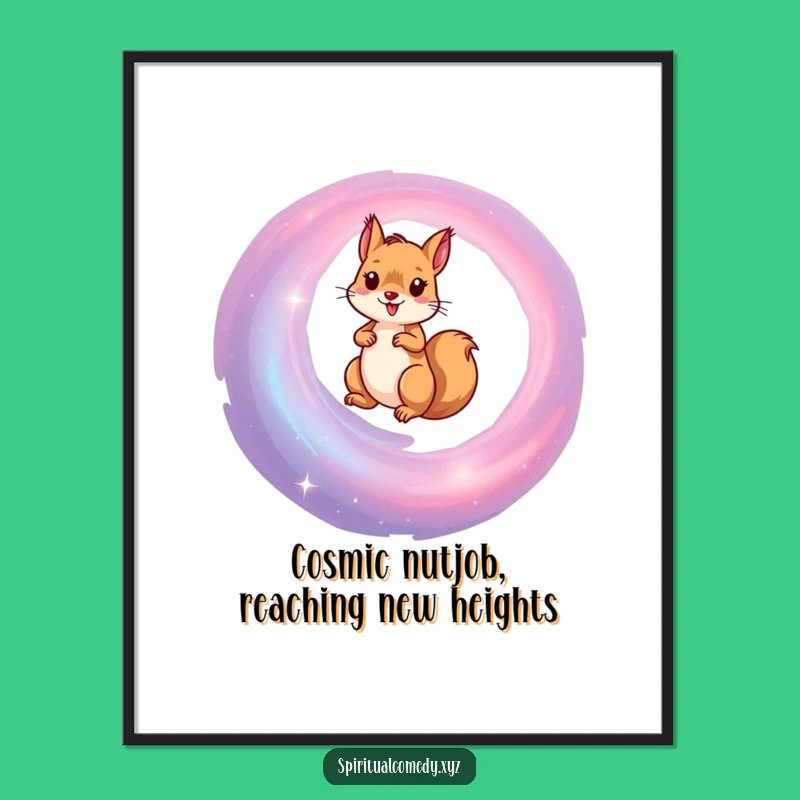 Free Printable Wall Art: Funny Squirrel Galaxy Ascent, Hilarious Outer Space Downloadable Decor