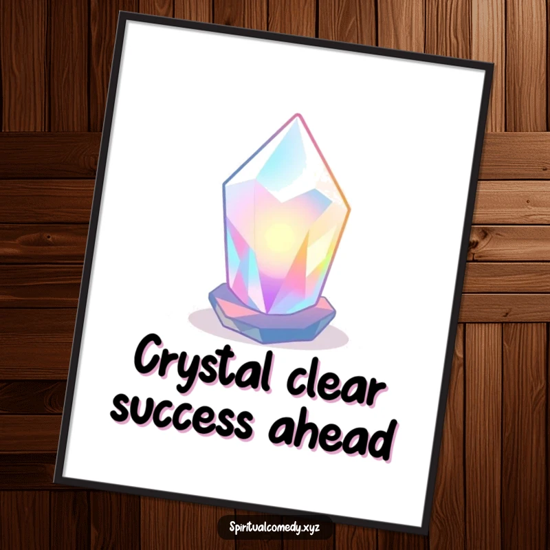 Free Printable Wall Art: Stylized luminous crystal radiating soft, colored light in a tranquil space, serene and calming downloadable decor.