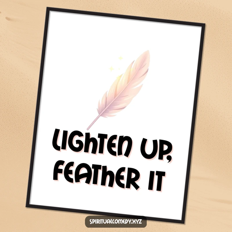 Free Printable Wall Art: Single, elegantly drawn feather gently descending through soft, diffused light, minimalist and serene downloadable decor.