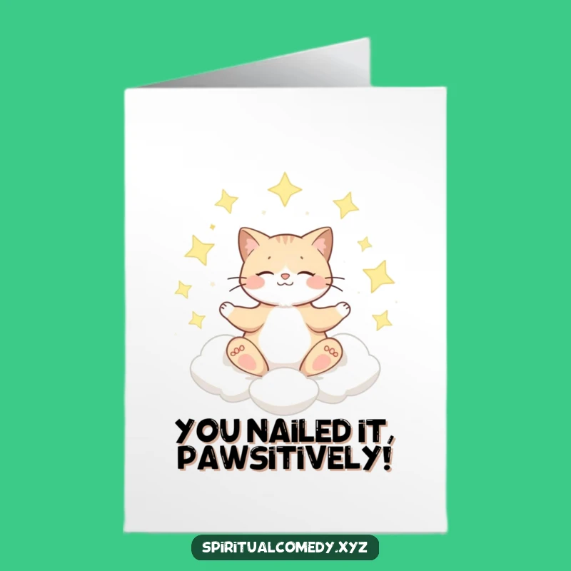 Free Printable Funny Cat Congratulations Card: Celebrate Inner Peace Downloadable!