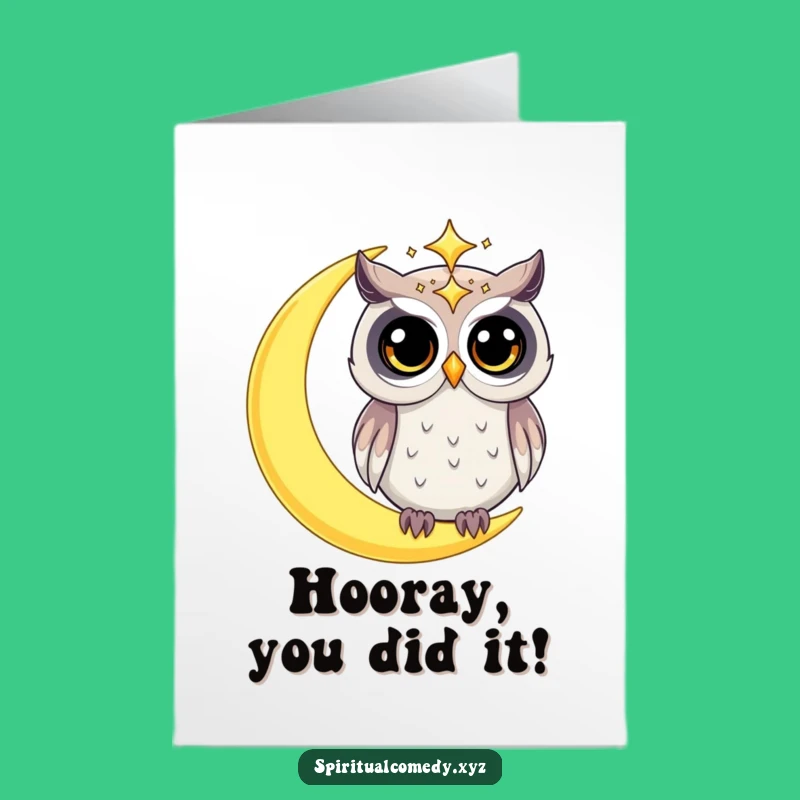 Free Printable Congrats Owl Card: Celestial Owl, Downloadable Moon Achievement Gift