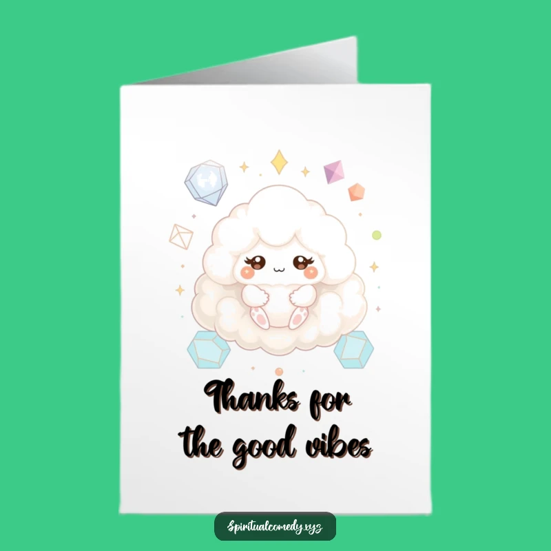 Free Printable Thank You Cloud Card: Funny Meditating Creature, Express Gratitude Downloadable Gift