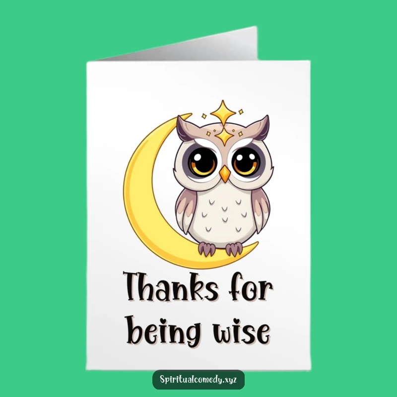 Free Printable Thank You Owl Card: Celestial Owl, Downloadable Moon Gratitude Gift