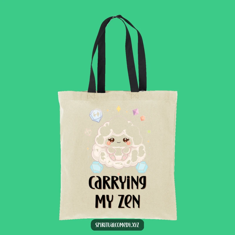 Funny Cloud Creature Tote Bag - Meditating Zen Carry-All Gift